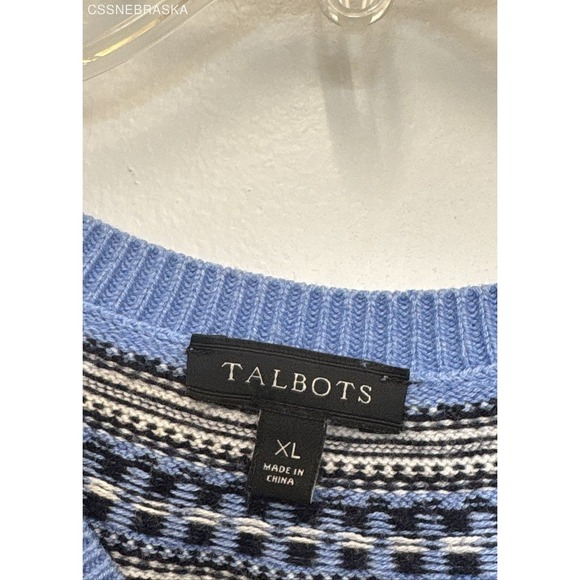 Talbots Blue Very Pretty Fair Isle Yoke Sweater - Size XL - Picture 5 of 7